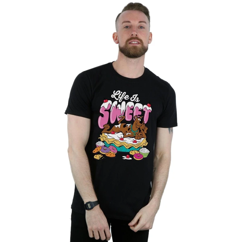Image of Scooby Doo Scooby Doo Men Life Is Sweet T-Shirt in Black Size: Small Black S Male 5057864678567