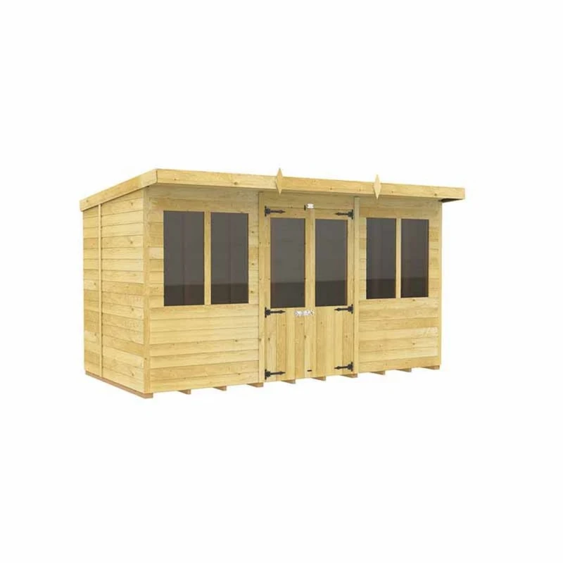 Image of Buttercup Farm 12ft x 5ft Pent Summer House - Wood - L147 x W358 x H201cm in Brown Brown Unisex