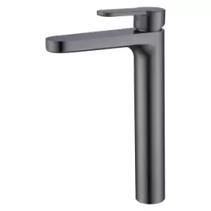 image of Tall Grey Mono Basin Mixer Tap - Zorah