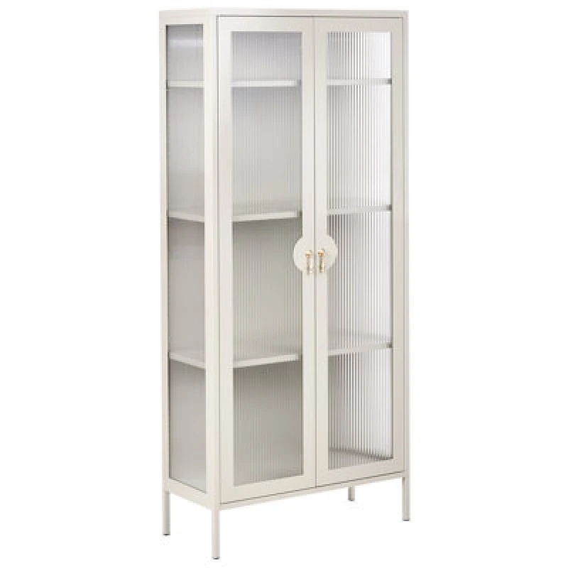 Image of Beliani Display Cabinet Gleora Metal Light Beige