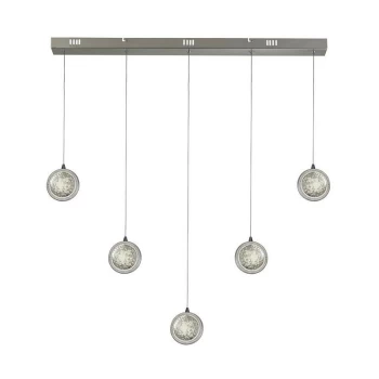 image of Searchlight Lighting - Searchlight Quartz 5 Light Bar Pendant, Bubble Glass, Detailed Rim 4000K