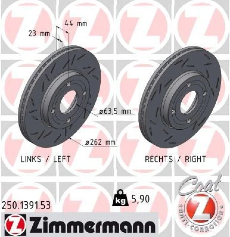 Image of ZIMMERMANN Brake disc ZIMMERMANN 250.1391.53