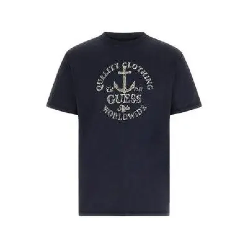 Image of Guess T-Shirt Guess Worldwide Marine Bleu Male S