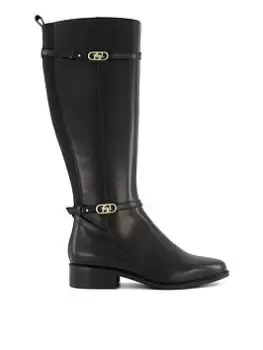 image of Dune London Dune Tup Leather Knee High Riding Boots - Black, Size 3, Women