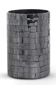 image of Mosaic Glass Wind Light Large Candle Holder Polished Steel Base