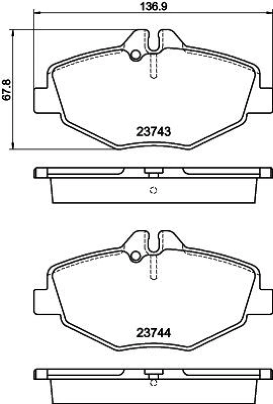 Image of HELLA Brake pad set HELLA 8DB 355 017-061