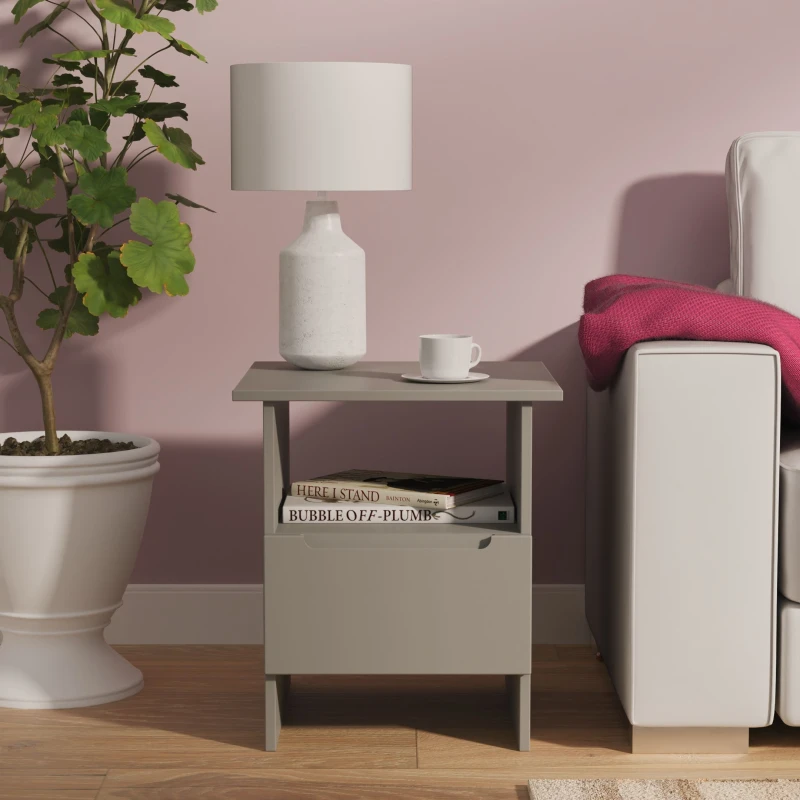 Image of Ready Assembled 2 U Lucca Bottom Drawer Lamp Table (Ready Assembled) in Dark Grey Size: Small Dark Grey Unisex Small