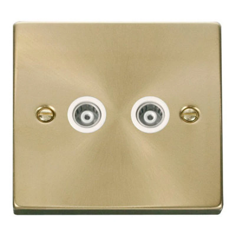Image of SE Home Satin / Brushed Brass Twin Isolated Coaxial Socket Gold unisex