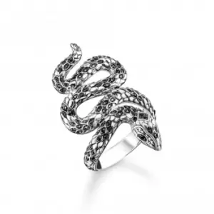 image of Sterling Silver Zirconia Blackened Snake Ring TR2418-643-11