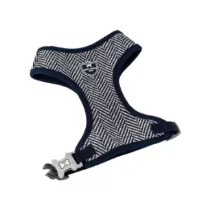 image of Hugo & Hudson Herringbone Tweed Dog Harness Navy