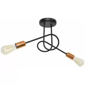 image of Helam Oxford Multi Arm Semi Flush Ceiling Light Black, Copper 38cm