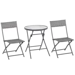 image of Outsunny 3pc Wicker Foldable Patio Bistro Set