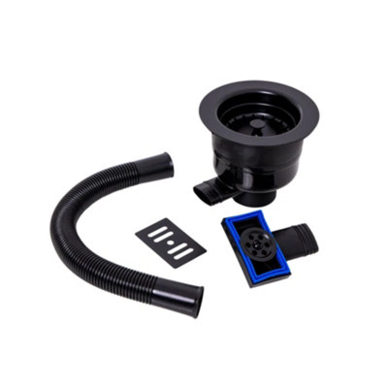 Image of Balterley Round Kitchen Sink Strainer Waste With Overflow, Top Fix Installation, 231 X 114 X 214mm, Black