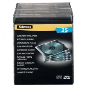 image of Fellowes Single Capacity Slimline CD Jewel Cases 25Pk