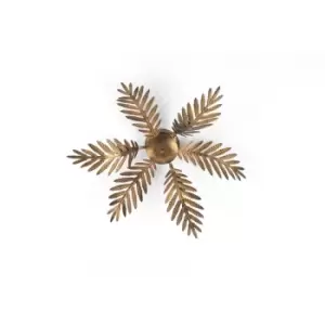 image of Felce 3 Light Feather Multi Arm Semi Flush Ceiling Lamp, Bronze