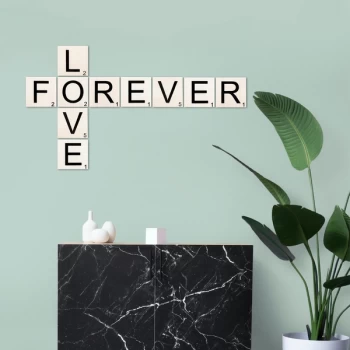 Image of Scrabble Set - 10 Black White Decorative Wooden Wall Accessory