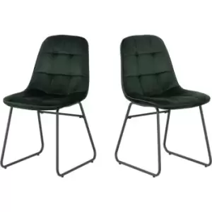 image of Seconique - Lukas Chair Emerald Green Dining Chair x2 Velvet Fabric Priced per Pair