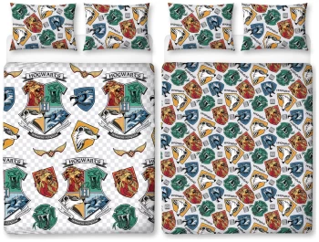 Image of Harry Potter Kids Grid Hogwarts Bedding Set - Double