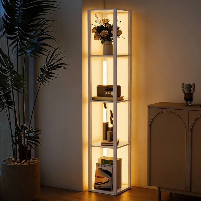 Image of HOMCOM Floor Lamp for Living Room, Standing Lamp with Foot Switch in White White Unisex