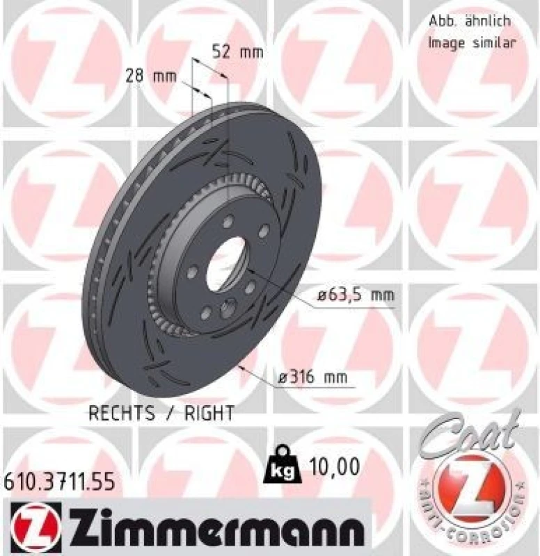 Image of ZIMMERMANN Brake disc ZIMMERMANN 610.3711.55