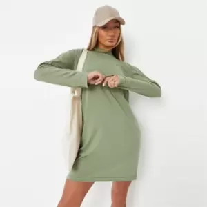 image of Missguided Ls T-Shirt Dress - Green