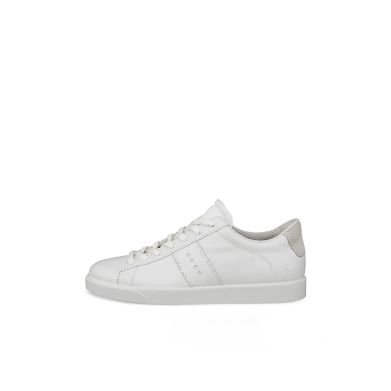 Image of Ecco Street Lite 212803 Full Grain Leather Womens Low Top Trainers - White Shadow White - Size:UK 4.5