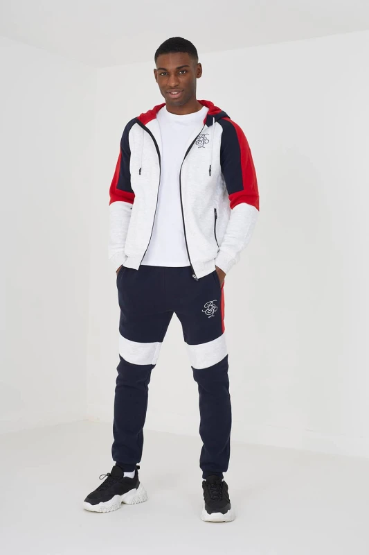Image of Brave Soul Mens Zip Through Hoodie & Jogger Co-ord Set in Ecru Size: XL Ecru Male XL