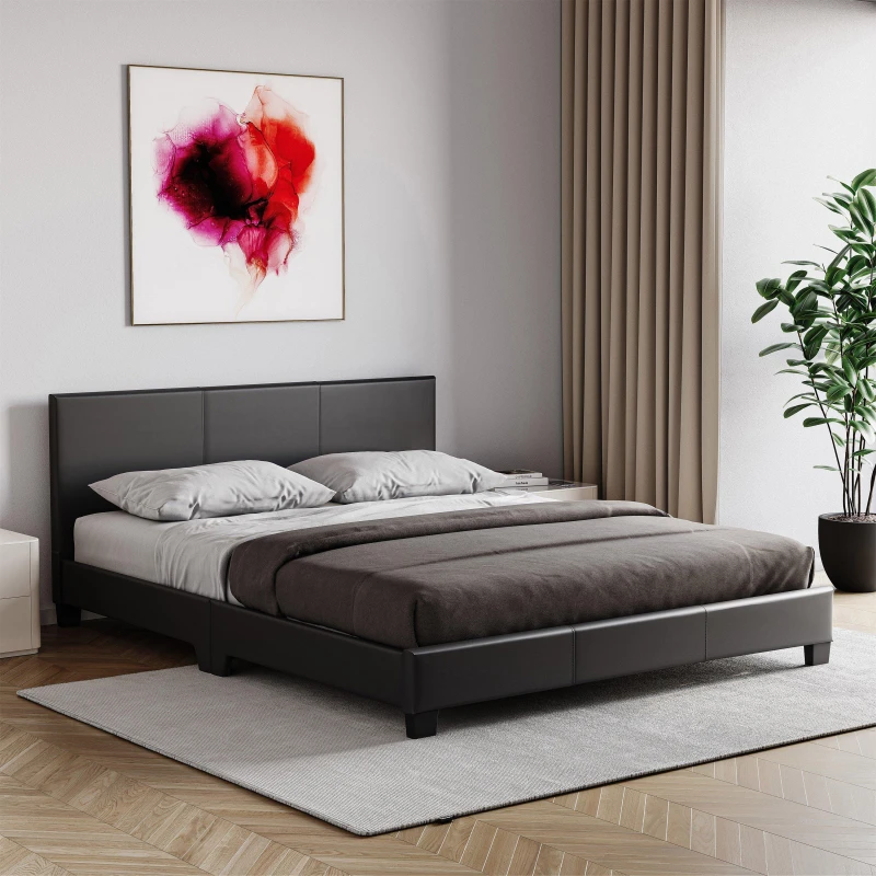 Image of Lassic Vida Designs Lisbon Double Faux Leather Bed UKFR Black unisex Double
