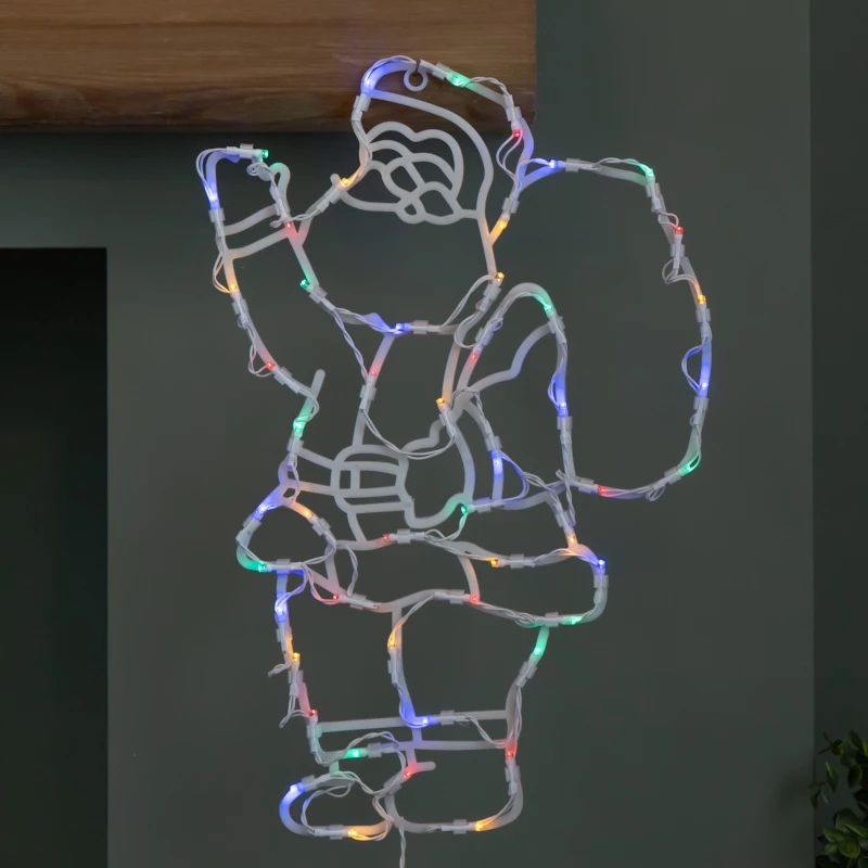 Image of 44cm Battery Powered Light up Hanging Christmas Santa with Multi-Coloured Multi-Action LEDs