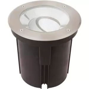 image of Stainless Steel Drive Over IP67 Ground Light - 16.5W Cool White Tilting Head LED