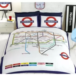 Image of London Undgerground Tube Duvet Cover & Pillowcases Bedding Set - King