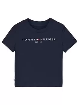 Image of Tommy Hilfiger Baby Essential Short Sleeve T-Shirt - Navy, Size Age: 0-3 Months