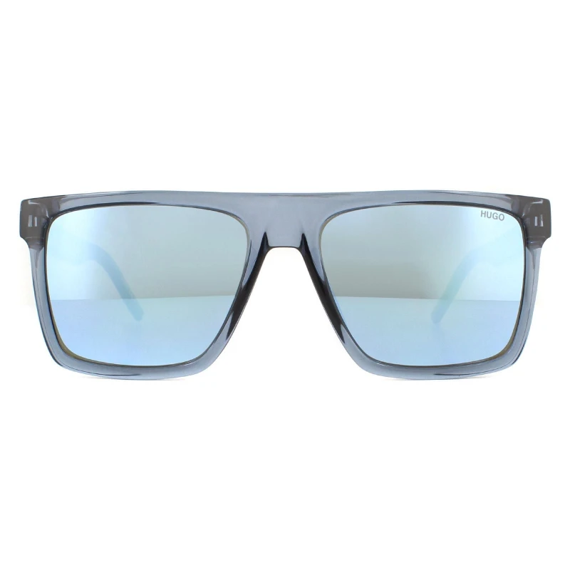 Image of HUGO Square Crystal Blue Blue Mirror Sunglasses Blue