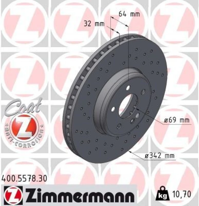 Image of ZIMMERMANN Brake disc ZIMMERMANN 400.5578.30