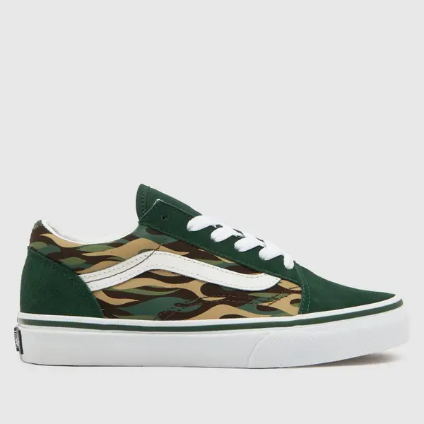 image of Vans dark green old skool Boys Junior trainers Dark Green UK 11 (EU 28)