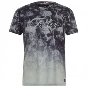 image of Firetrap Sub T Shirt Mens - Skull Rose