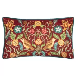 Image of Hawthorn Birds Cushion Burgundy / 30 x 50cm / Polyester Filled
