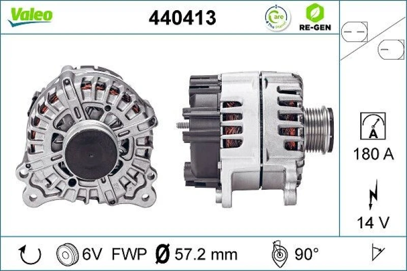 Image of VALEO 440413 Generator Alternator Charging Current: 180A, Voltage: 14V, REMANUFACTURED PREMIUM Alternator (4)