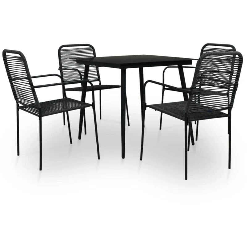 Image of VIDAXL 5 Piece Garden Dining Set Cotton Rope and Steel Black Vidaxl 8720286210208