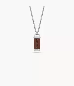 Image of Fossil Men Heritage D-Link Stainless Steel Pendant Necklace