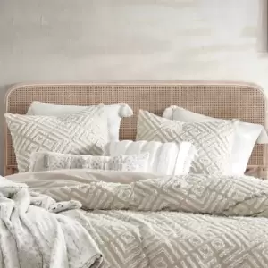 Image of Peri Home Clipped Diamonds Double Duvet Cover, Linen