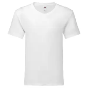 image of Fruit Of The Loom Mens Original V Neck T-Shirt (L) (White)