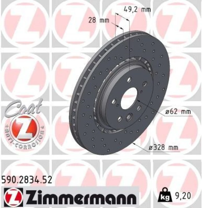 Image of ZIMMERMANN Brake disc ZIMMERMANN 590.2834.52