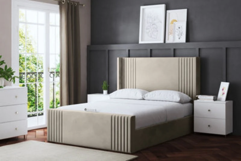 Image of DS LIVING Elara Winged Cream Upholstered Bed Small Single AM_DVNSHRE_SSIN_CRE
