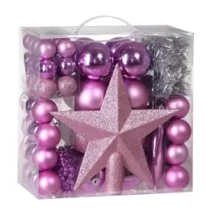 Image of Christmas Baubles 77Pcs Pink