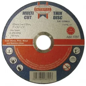 Image of Faithfull FAI12510MUL Multipurpose Cutting Disc 125 x 1.0 x 22.23m...