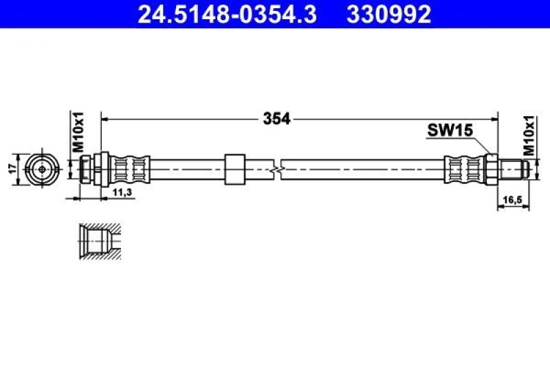 Image of ATE 24.5148-0354.3 Brake Hose Brake Hose (83)