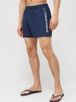 image of Emporio Armani EA7 Silver Logo Swim Shorts Navy Size L Men