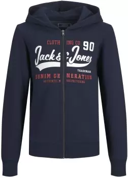 image of Jack & Jones Logo Sweat Zip Kids hooded jackets navy