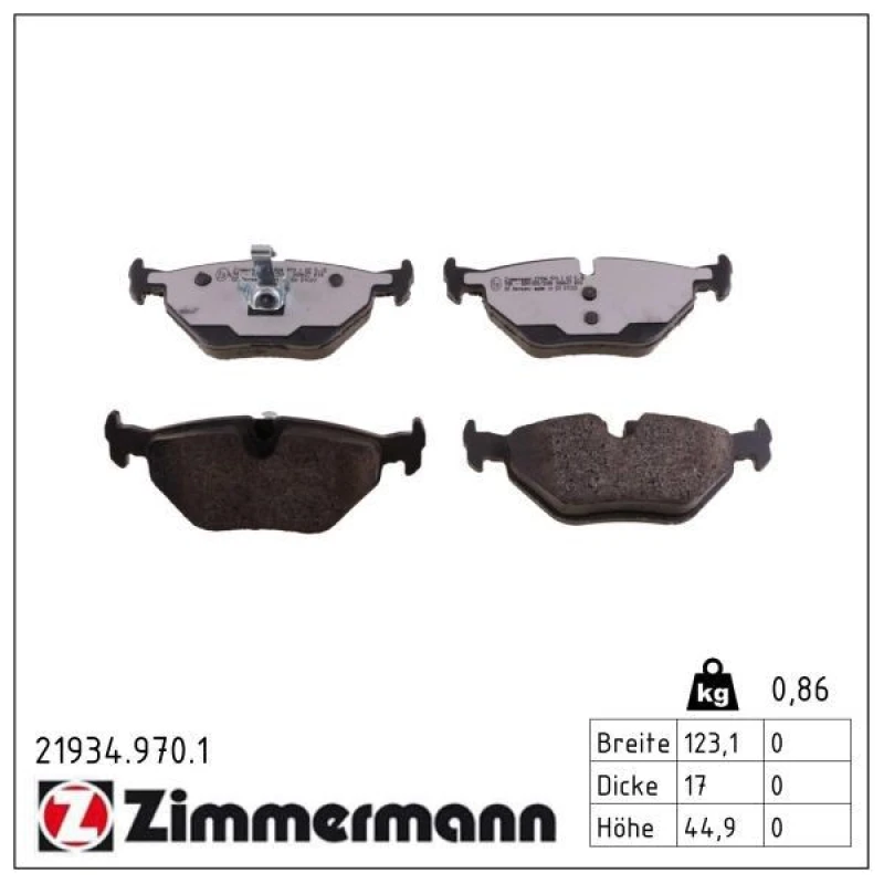 Image of ZIMMERMANN Brake pad set ZIMMERMANN 21934.970.1